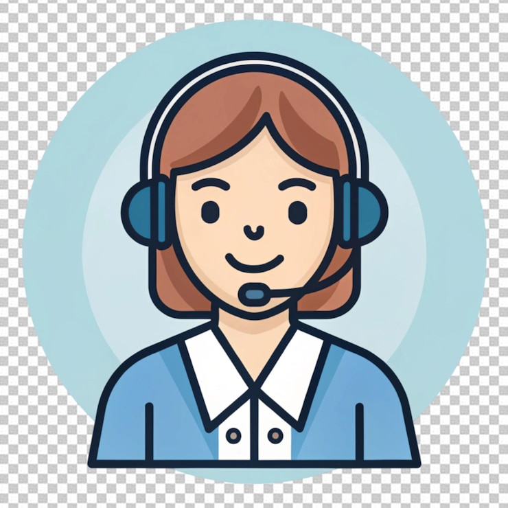 PSD assistente di supporto del call center su sfondo trasparente