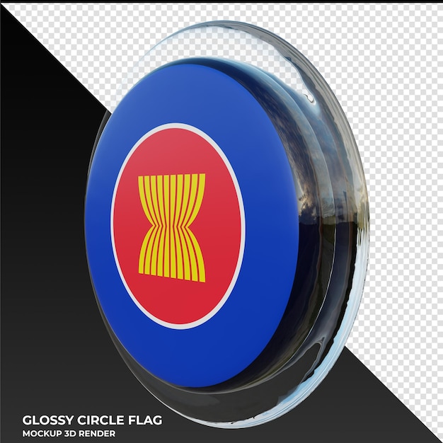 PSD association des nations de l'asie du sud-est0002 drapeau de cercle brillant texturé 3d réaliste