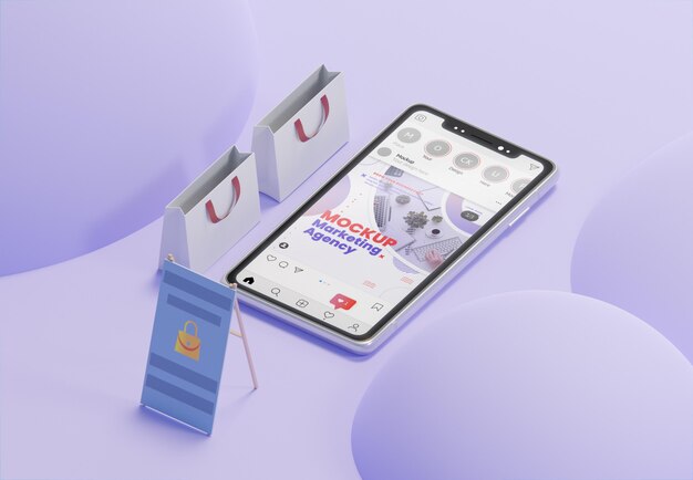 Assortimento aziendale creativo con mock-up di smartphone