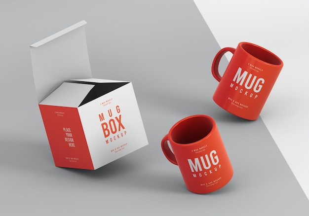 Assortimento mock-up di mug box