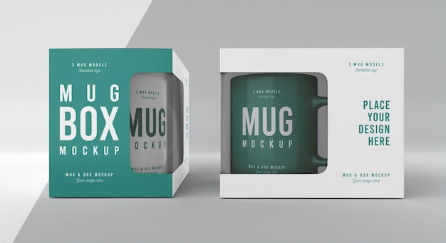 Assortimento mock-up di mug box