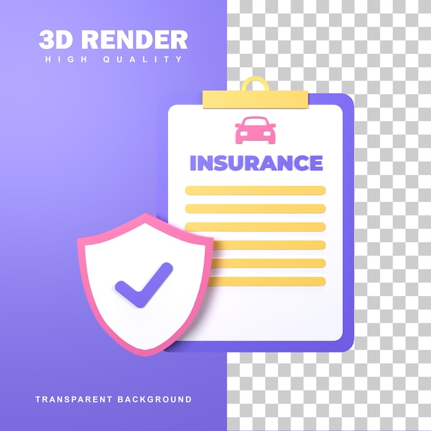 PSD assurance voiture de rendu 3d pour garantir les dommages au véhicule.