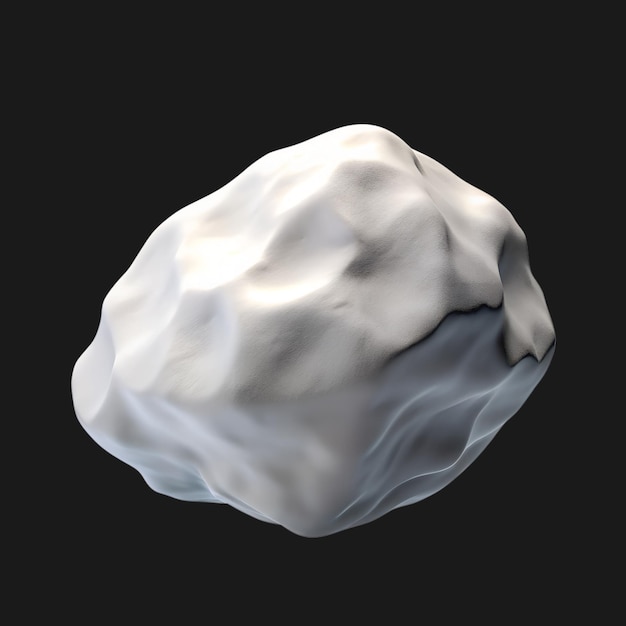 Asteroide blanco renderizado de manera realista en 3D flotando en el espacio