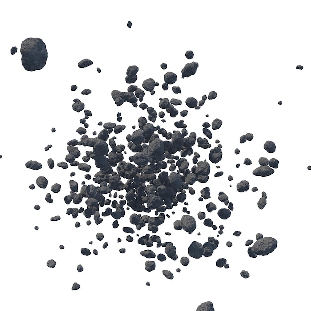 PSD asteroidengürtel isoliert transparenter hintergrund 3d-rendering