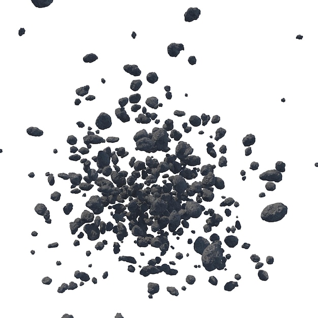 Asteroidengürtel isoliert transparenter Hintergrund 3D-Rendering