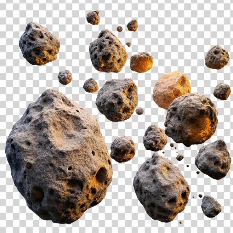 PSD asteroides aislados en un fondo transparente