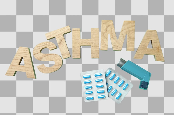 PSD asthma care essentials education isolated on white png