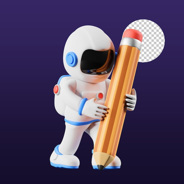 Astro escritura lápiz ilustración 3d