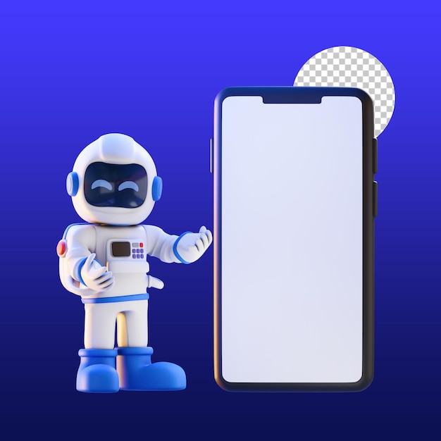 Astro mit Telefonbildschirm 3D-Illustration