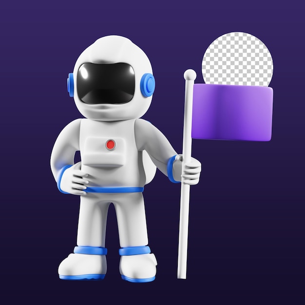 astro tenant le drapeau illustration 3d