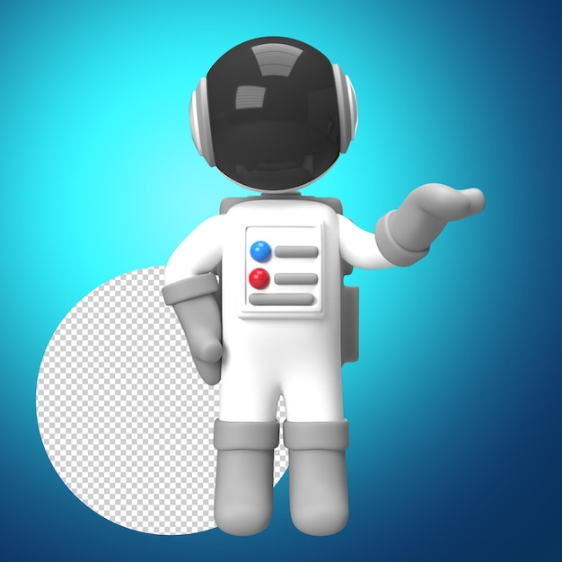 Astronaut 3d-render mit offener hand