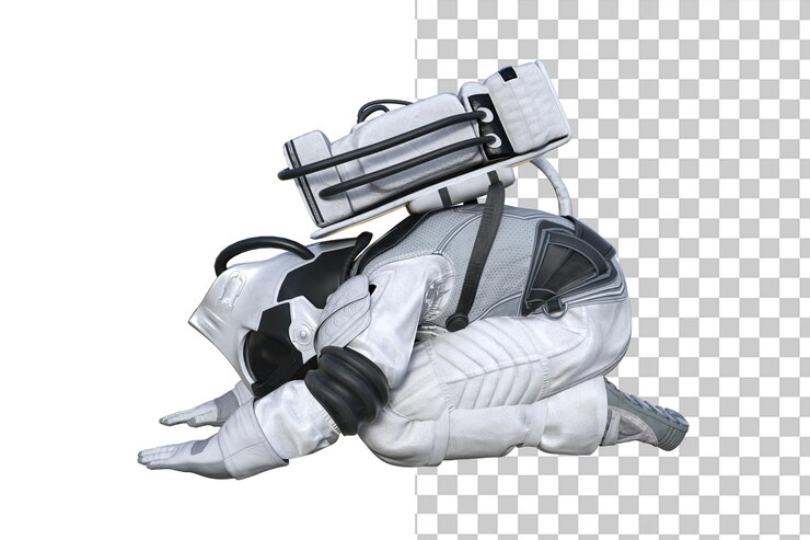 PSD astronaut dengan latar belakang transparan render 3d