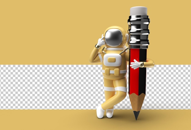 PSD astronaut mit bleistift transparente psd-datei.