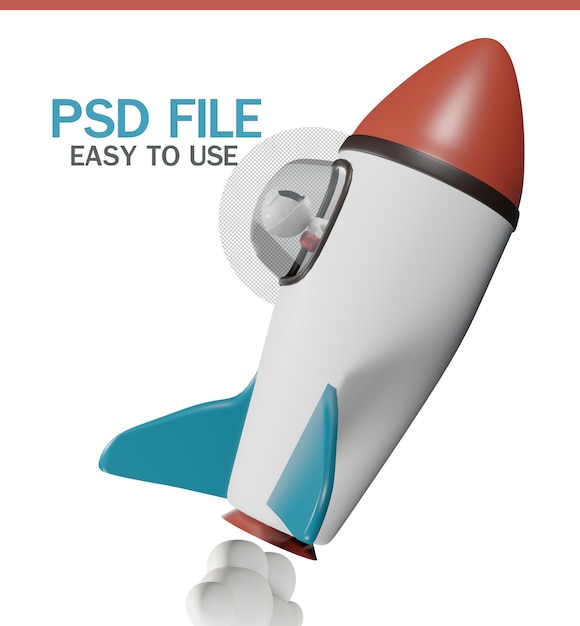 Astronaut Reiten mit Rakete auf Space Cartoon 3D-Rendering