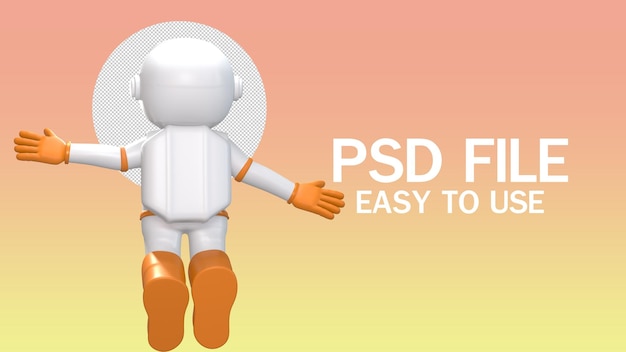 PSD astronaut schwebt im weltraum cartoon charakter astronaut 3d-rendering