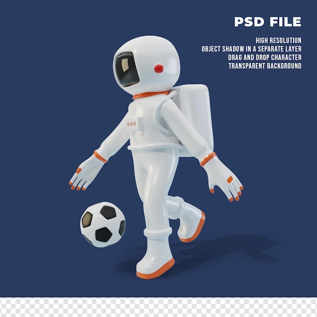 PSD astronauta 3d com a bola