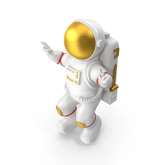 Astronauta de dibujos animados en 3D con casco dorado