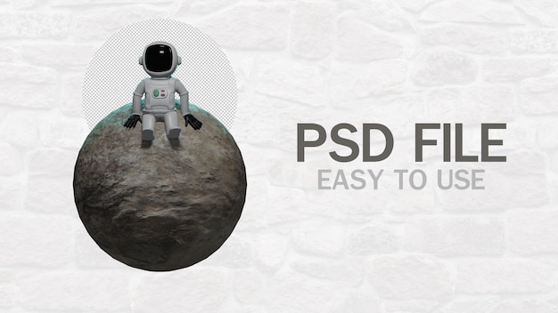 astronauta de dibujos animados aislado en la representación 3d de fondo