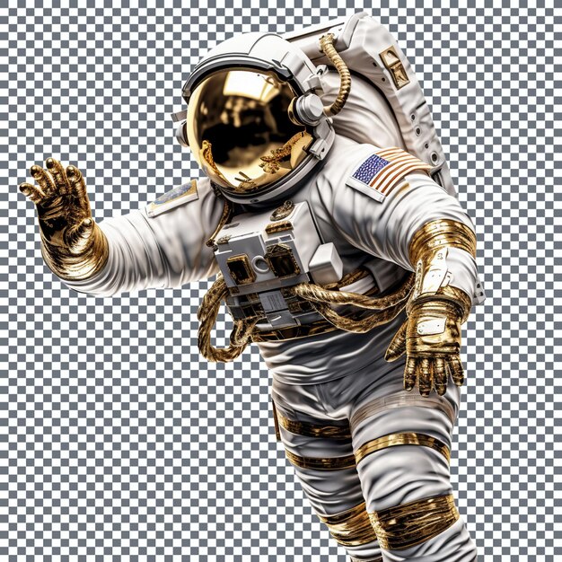 PSD astronauta em fato espacial em fundo transparente renderização 3d