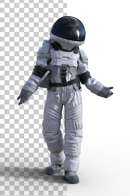 PSD astronauta em fundo transparente renderização 3d