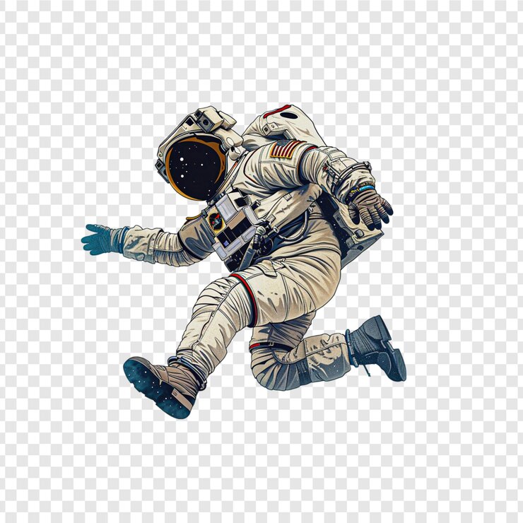 PSD astronauta em um terno espacial isolado em fundo transparente