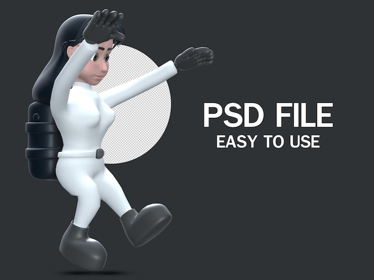 PSD astronauta está caindo do céu, renderização em 3d