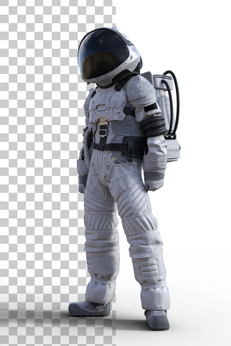 PSD astronauta en el fondo transparente renderizado en 3d