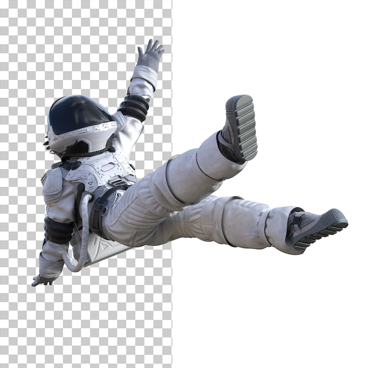 PSD astronauta en el fondo transparente renderizado en 3d