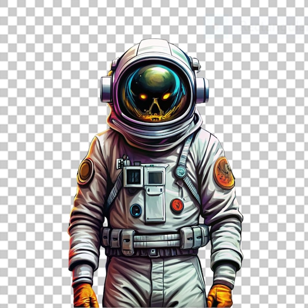 PSD astronauta de halloween estilo vectorial con sudad en un fondo transparente