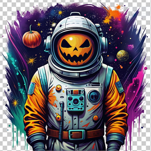 Astronauta de halloween estilo vectorial con sudad en un fondo transparente