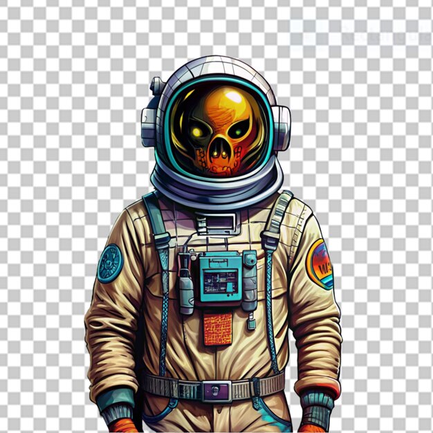 PSD astronauta de halloween estilo vectorial con sudad en un fondo transparente