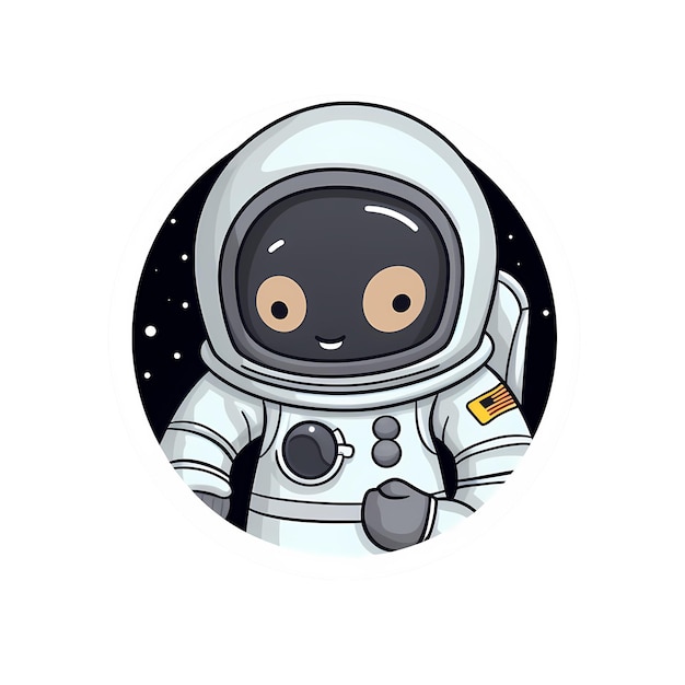 PSD astronauta kawaii adesivo png arquivo transparente