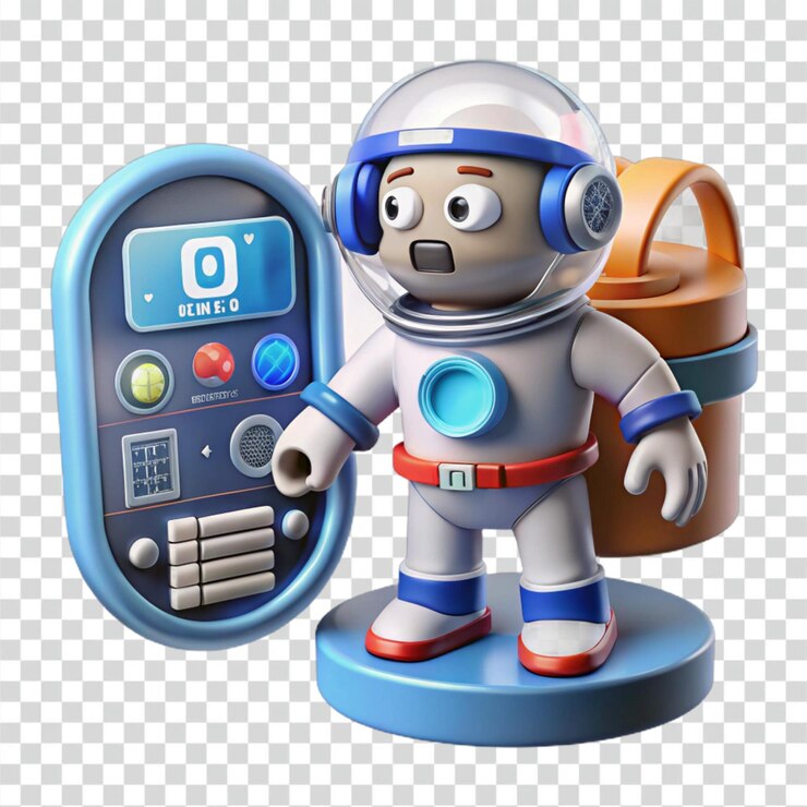PSD astronauta lindo con equipo