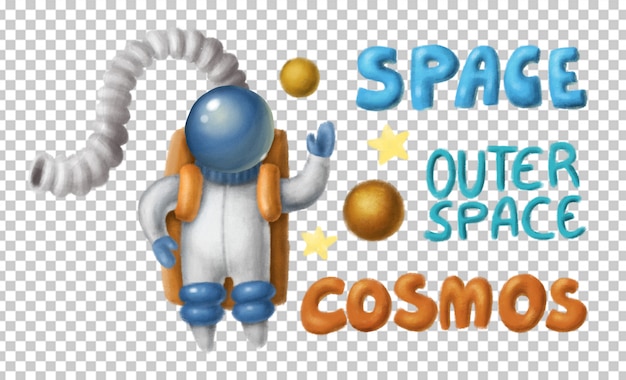 Astronauta mão ilustrações desenhadas