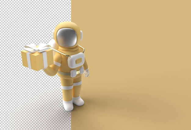 Astronauta mão segurando giftbox arquivo psd transparente.