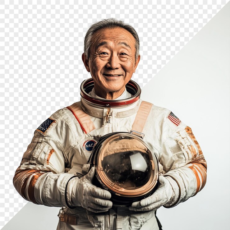 PSD un astronauta posando para una foto con un traje espacial en