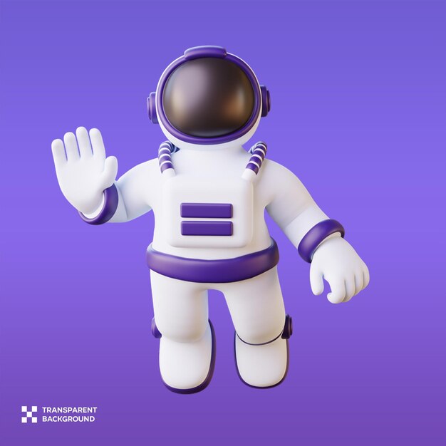 Astronauta PSD diciendo hola Ilustración en 3D