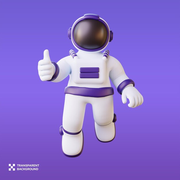 El astronauta de PSD muestra el pulgar en 3D Ilustración