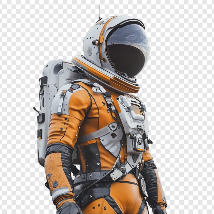 PSD astronauta en un traje espacial futurista