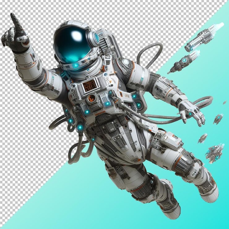PSD astronauta voando e apontando pra cima astronauta de png volando y señalando hacia arriba png