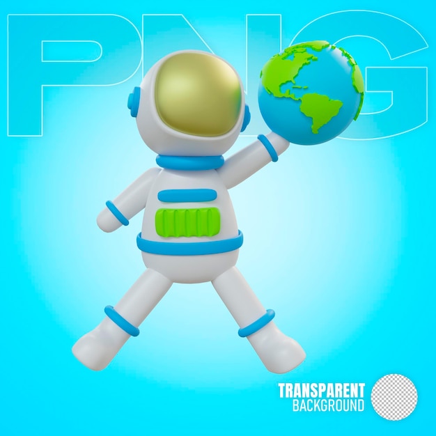 Astronaute 3D sautant avec la planète terre