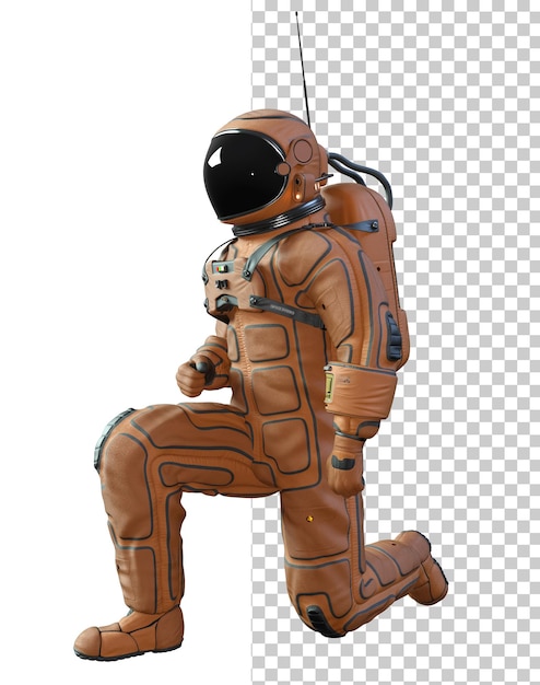 Astronaute sur fond transparent rendu en 3D