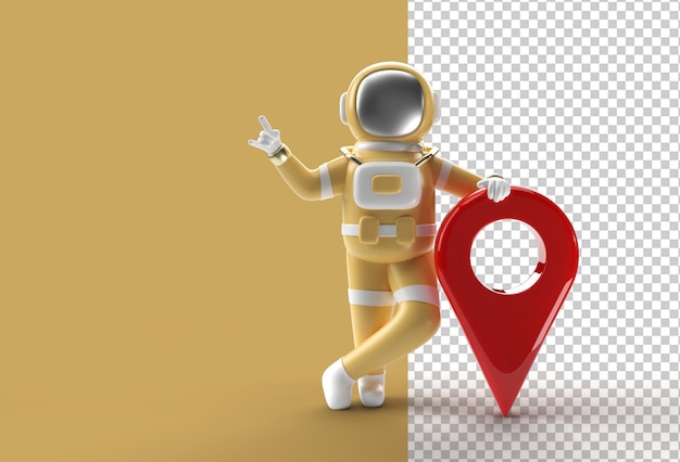 Astronaute De Rendu 3d Avec Pointeur De Carte