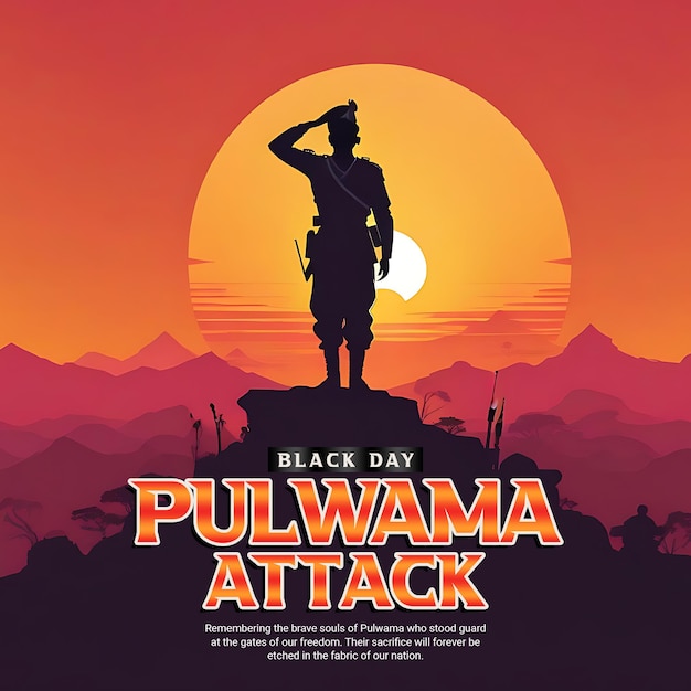 Ataque de Pulwama um dia preto na Índia Mídias sociais Post banner modelo