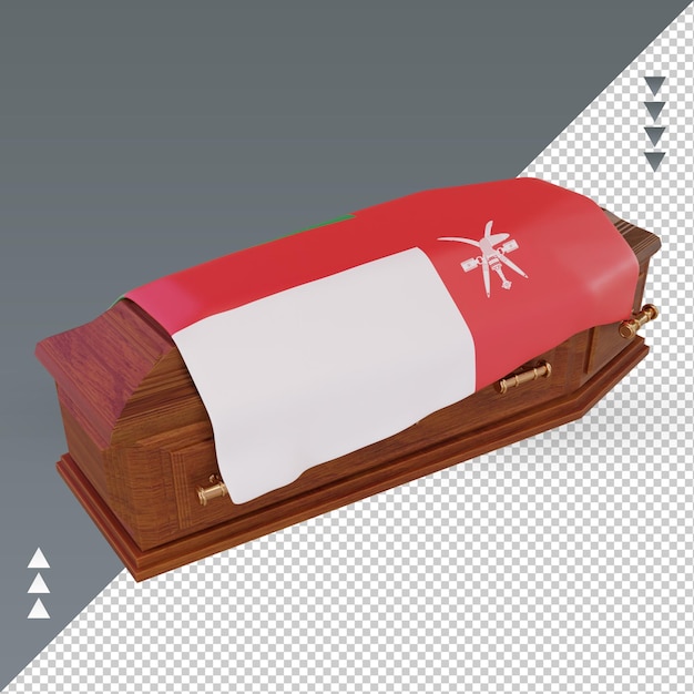 PSD ataúd 3d bandera de omán renderizado vista derecha