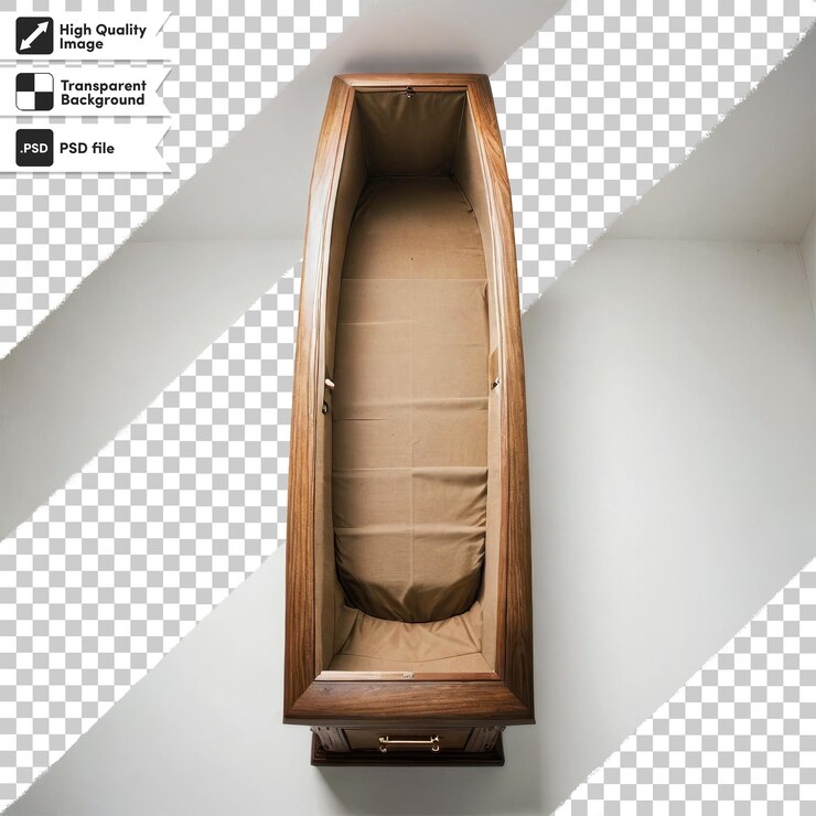 PSD ataúd de madera psd en fondo transparente con capa de máscara editable