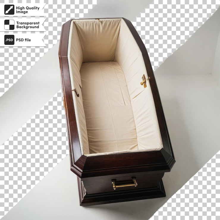PSD ataúd de madera psd en fondo transparente con capa de máscara editable