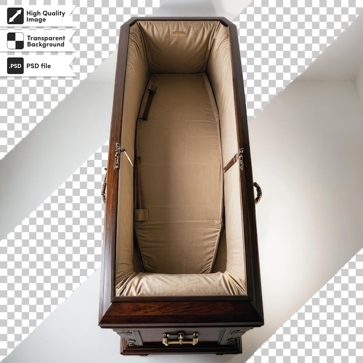 PSD ataúd de madera psd en fondo transparente con capa de máscara editable