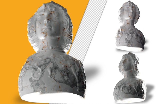 PSD atemberaubende 3d-darstellung eines komplizierten brustgeschirrs aus weißem marmor und gold