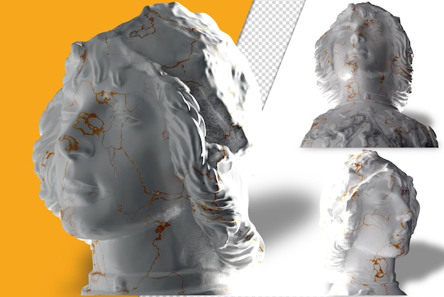 PSD atemberaubende 3d-darstellung eines komplizierten brustgeschirrs aus weißem marmor und gold